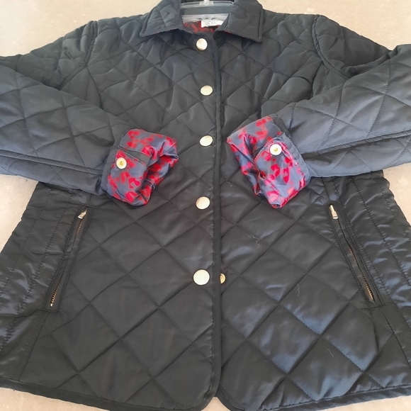 Crown & Ivy Lightweight Quilted Puffer Jacket Black Sz Small Flip Cuff Gold Snap - Picture 11 of 14